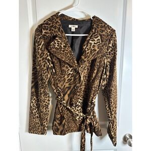 Cato Animal Print Blazer Size‎ 14 Button Front Tie Waist Jacket